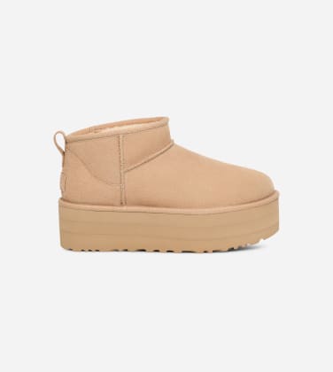 Botte UGG Classic Ultra Mini à plateforme pour Femme in Driftwood/White Pepper, Taille 41, Daim
