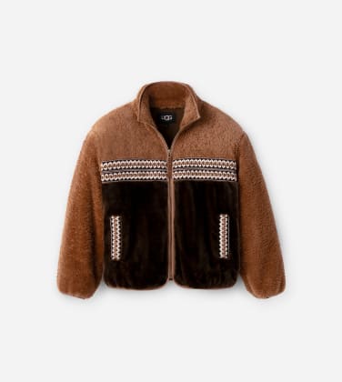 Veste UGG Marlene Braid Sherpa pour Femme in Chestnut Heritage Braid Ii, Taille L, Polyester