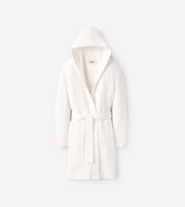 Robe de chambre côtelée Amari pour Femme in Cream, Taille 2XS