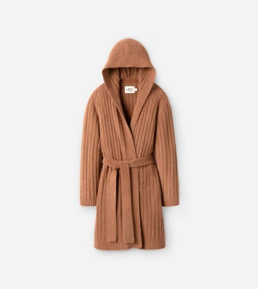 Robe de chambre côtelée Amari pour Femme in Brown, Taille M