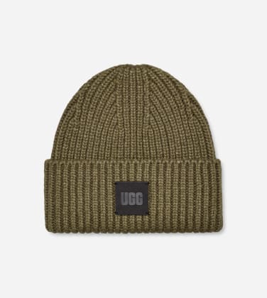 Chunky Rib Chapeaux pour Femme in Green, Taille O/S, Mélange D’Acrylique