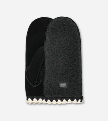 Moufle festonnée en UG Gfluff pour Femme in Black, Taille S/M, Cuir