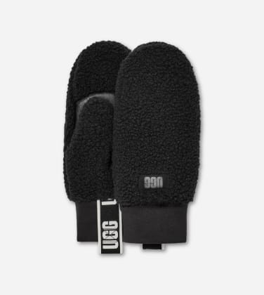 Moufle en UG Gfluff avec ruban à logo pour Femme in Black, Taille S/M, Fleece