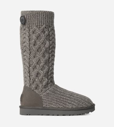 Botte Classic Cardi en maille torsadée pour Femme in Grey, Taille 39, Cuir