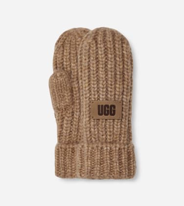 Moufle épaisse in Beige, Taille O/S, Laine