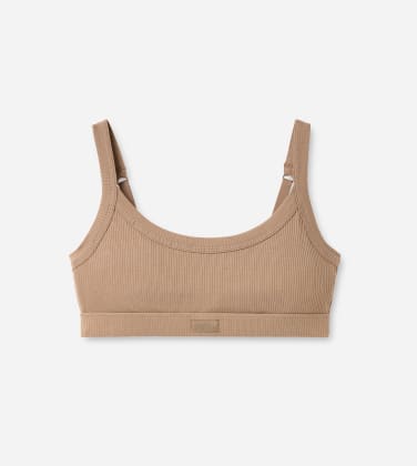 Brassière Tesia côtelée pour Femme in Silver Taupe, Taille XL, Ecovero