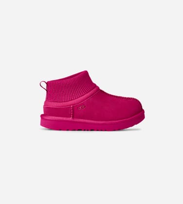 Botte Classic Ultra Mini Stretch Cuff pour Grand Enfant in Dark Peony, Taille 35, Daim/Textile/Recycled Materials