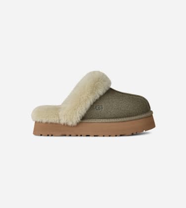 Chausson UGG Disquette pour Femme in Moss Green/Muted Brass, Taille 37, Cuir