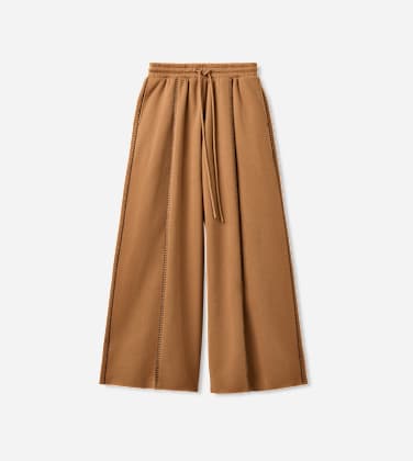 Pantalon large Classic pour Femme in Brown, Taille S, Mélange De Coton