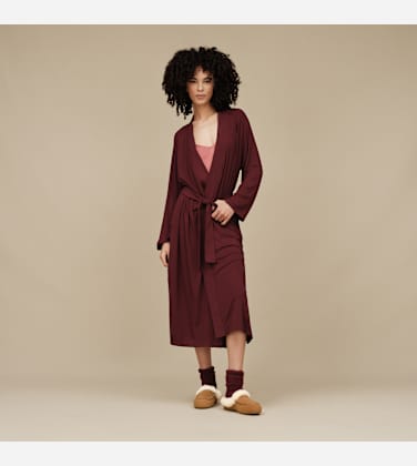 Robe de chambre Myra pour Femme in Red, Taille M, Ecovero