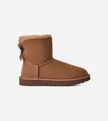 Botte UGG Mini Bailey Bow II pour Femme in Rocky Oak, Taille 37, Shearling