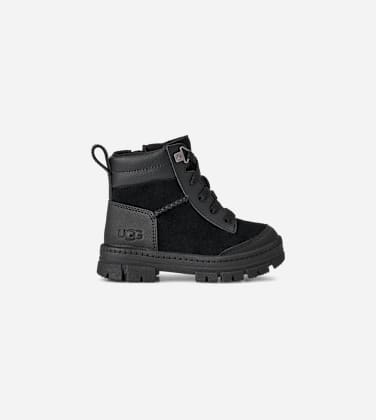 Ashton Weatherized Lace Up Boot pour Grand Enfant in Black, Taille 23.5, Daim