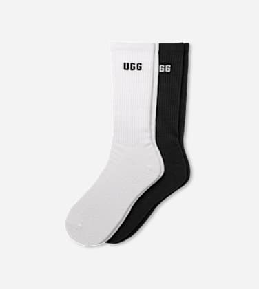 Leander Logo Crew 2 Pack Sock pour Homme in White/Black, Taille O/S, Coton