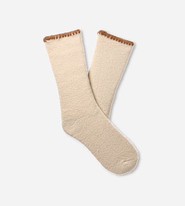 Chaussette mi-haute Marleny à coutures au point roulé pour Femme in Cream/Chestnut, Taille O/S, Acrylic