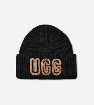 Bonnet côtelé épais pour Femme in Black, Taille O/S, Mélange D’Acrylique