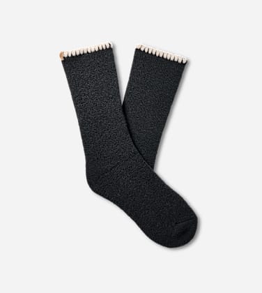 Chaussette mi-haute Marleny à coutures au point roulé pour Femme in Black/Cream, Taille O/S, Acrylic