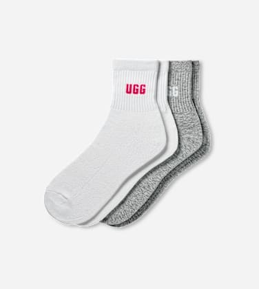 Quinlin Logo Quarter 2 Pack Sock pour Femme in Chroma Pink/Grey Heather, Taille O/S, Coton