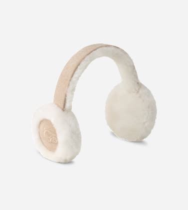 Cache-oreilles brodé en peau de mouton UGG pour Femme in Beige, Taille O/S, Shearling