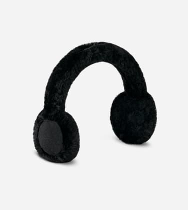 Cache-oreilles en peau de mouton adapté à la technologie sans fil pour Femme in Black, Taille O/S, Shearling