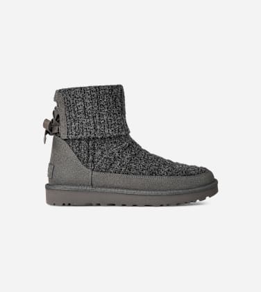 Classic Mini Cabelle Knit Boot pour Femme in Moon Gray, Taille 40, Daim/Tricot