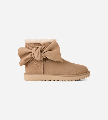 Botte Classic Mini Bow pour Femme in Beige, Taille 40, Daim