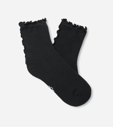 Chaussette 3/4 à bordure festonnée Karsyn II pour Femme in Black, Taille O/S, Coton