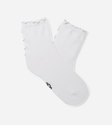 Chaussette 3/4 à bordure festonnée Karsyn II pour Femme in White, Taille O/S, Coton