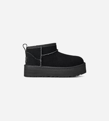 Botte UGG Classic Ultra Mini à plateforme pour enfant in Black, Taille 35, Daim