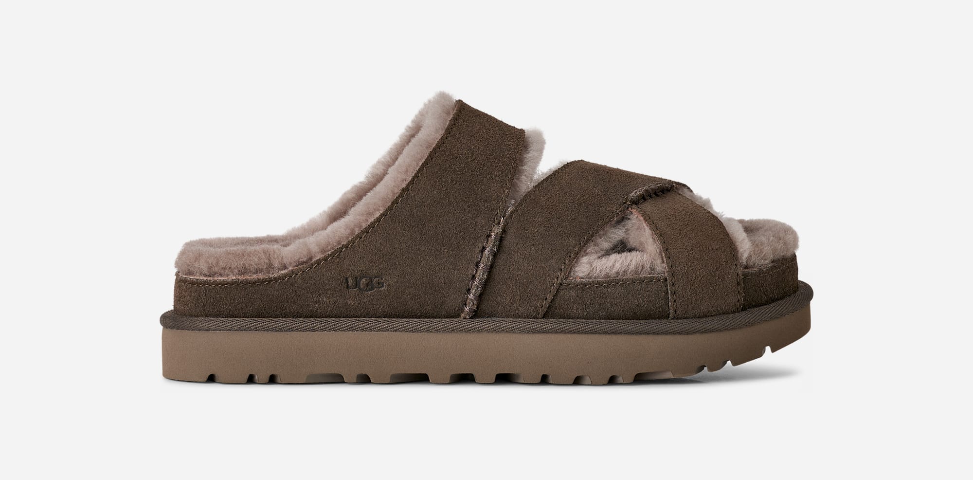 UGG® Greenport Cross Strap Slide in Dense Smoke