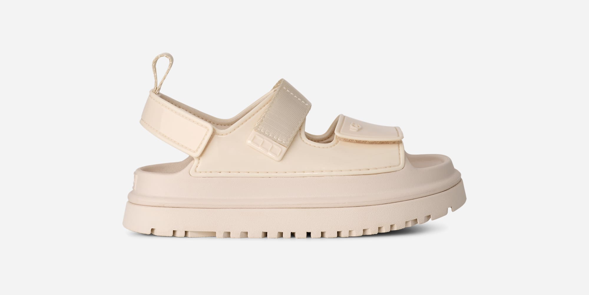 UGG® GoldenGlow Glossy Sparkles Sandal in White