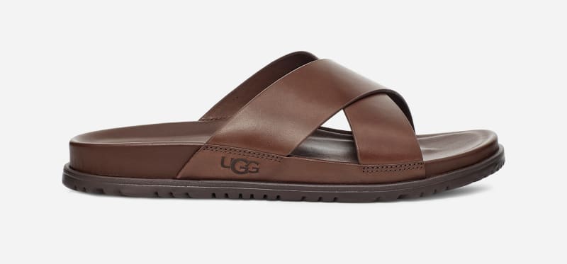 UGG Men's Wainscott Slide Leather Sandals in Brown