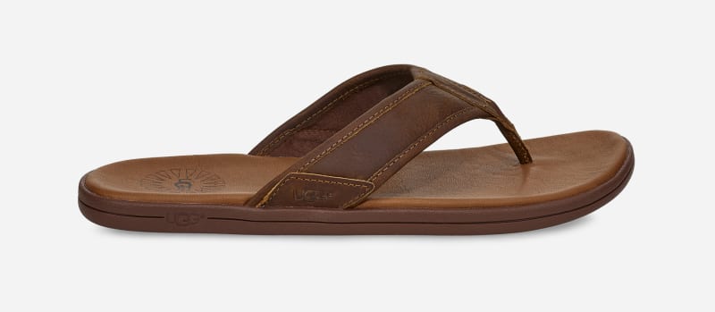 UGG Men's Seaside Leather Flip Flop Sandals in Brown