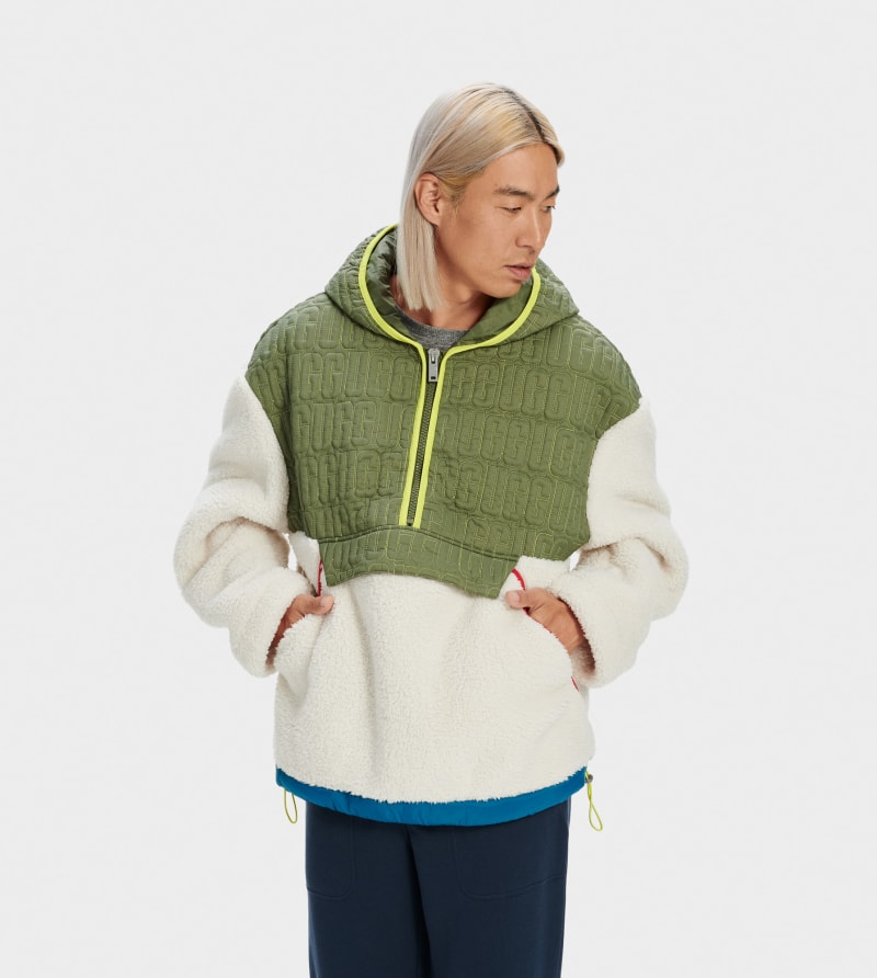 UGG Men's Iggy Sherpa Half Zip Pullover in Natural Multi