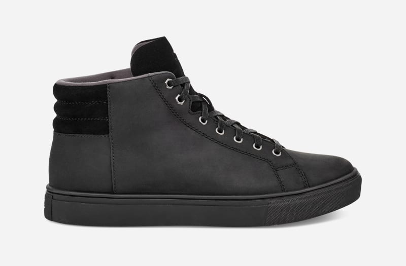 UGG Men's Baysider High Weather Leather Sneakers in Black Tnl Leather