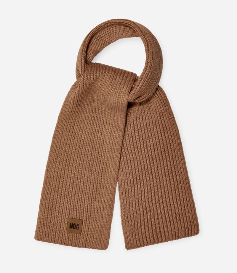 UGG Chunky Rib Knit Scarf for Women in Brown