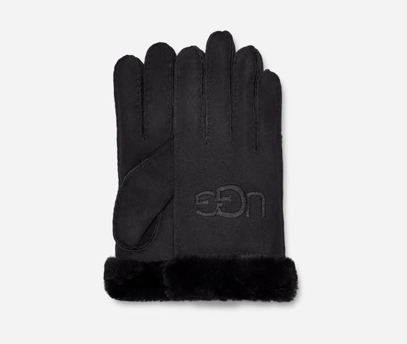 UGG Sheepskin Embroidered Glove for Women in Black