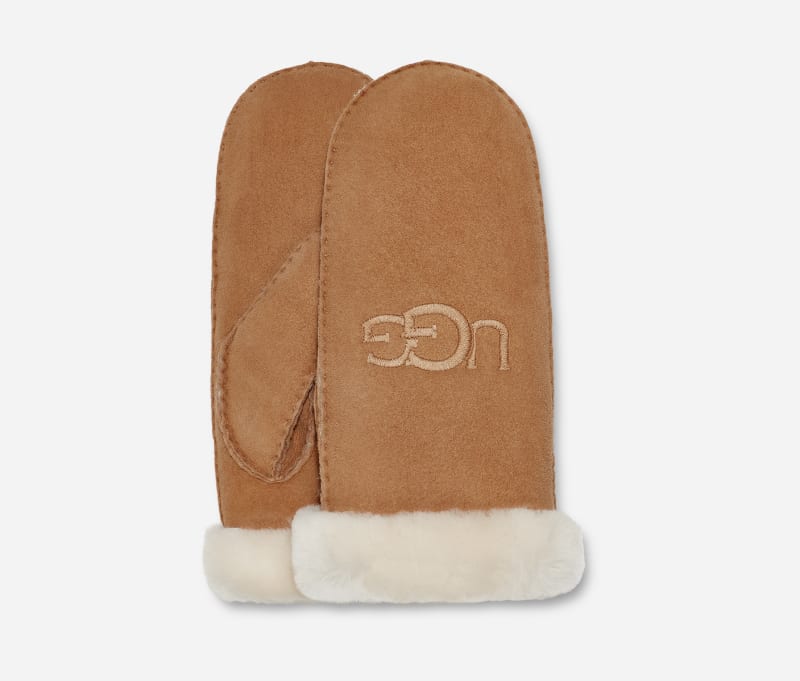 UGG Shearling Logo Embroidered Glove for Women | UGG EU in Brown