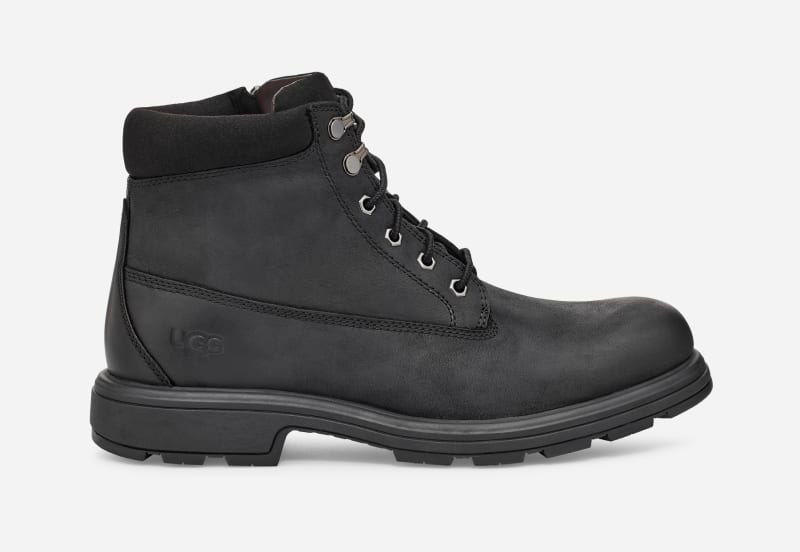 UGG Men's Biltmore Mid Boot Plain Toe Leather Cold Weather Boots in Black Leather