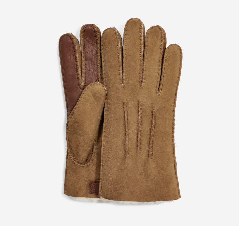 UGG® Contrast Sheepskin Tech Handschoenen voor Heren in Brown, Maat XL, Shearling