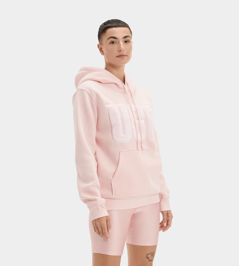 UGG Rey Fuzzy Logo Hoodie for Women in Lotus Blossom