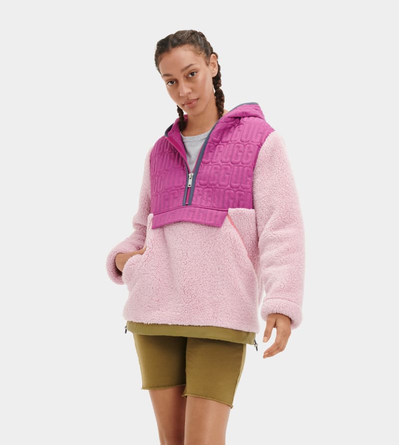 UGG Iggy Sherpa Half Zip Pullover for Women in Lavender Breeze Multi