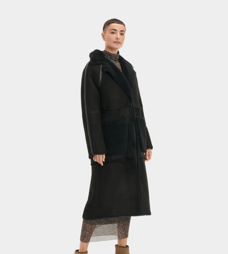 UGG® Fayre Twinface Sheepskin Coat in Black, Maat M, Shearling