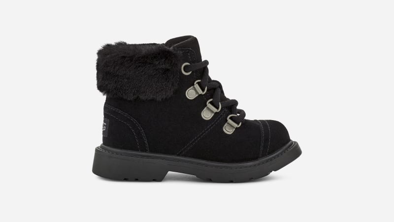 UGG Azell Hiker Weather Boot for Kids in Black Suede