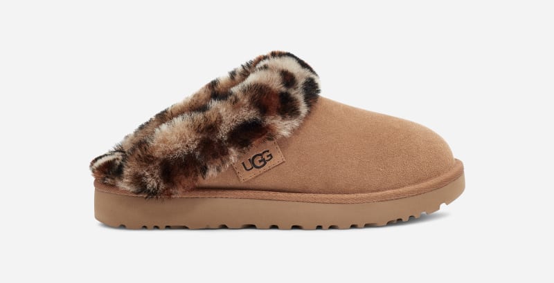 UGG Women's ClUGG ette Leopard Slipper in Brown, Size 39