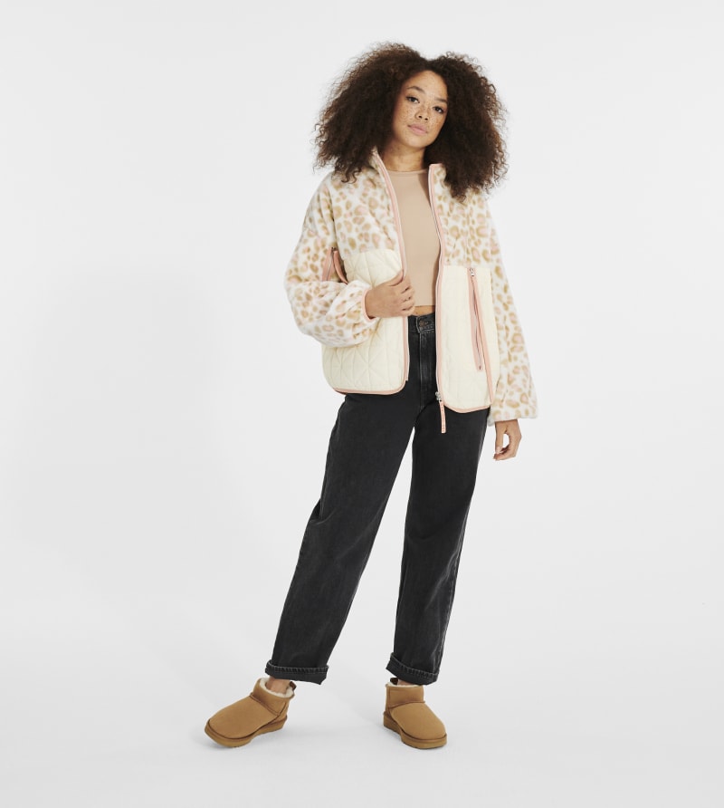 UGG Marlene Quilted Jacket in White Panther
