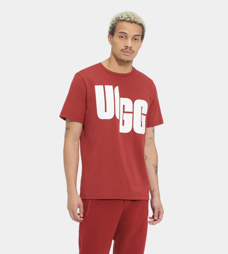 UGG® W Oversized Logo T-Shirt Chopd in Rich Red, Maat M, Katoen