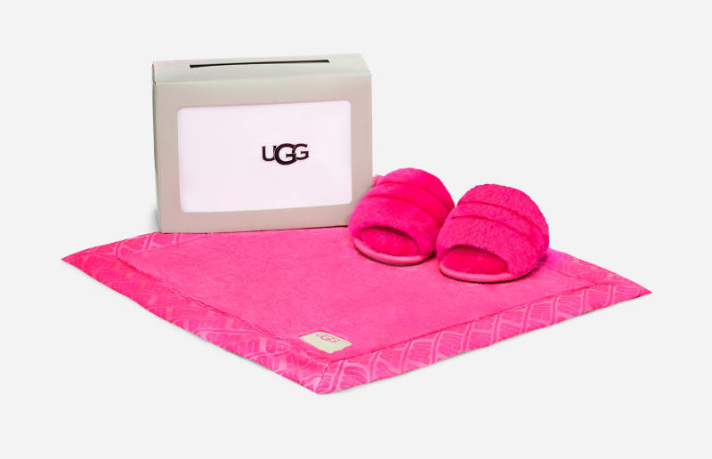 UGG Fluff Yeah Slide and Lovey Blanket for Kids in Pink