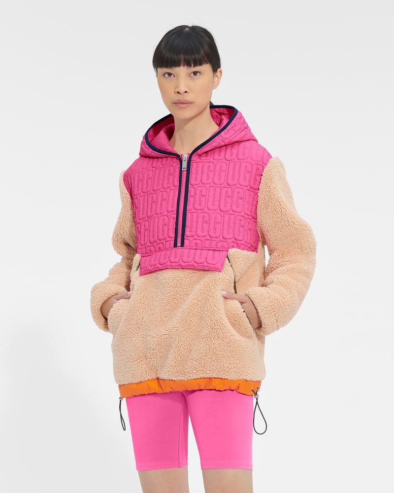 UGG Iggy Sherpa Half Zip Pullover for Women in Taffy Pink Multi
