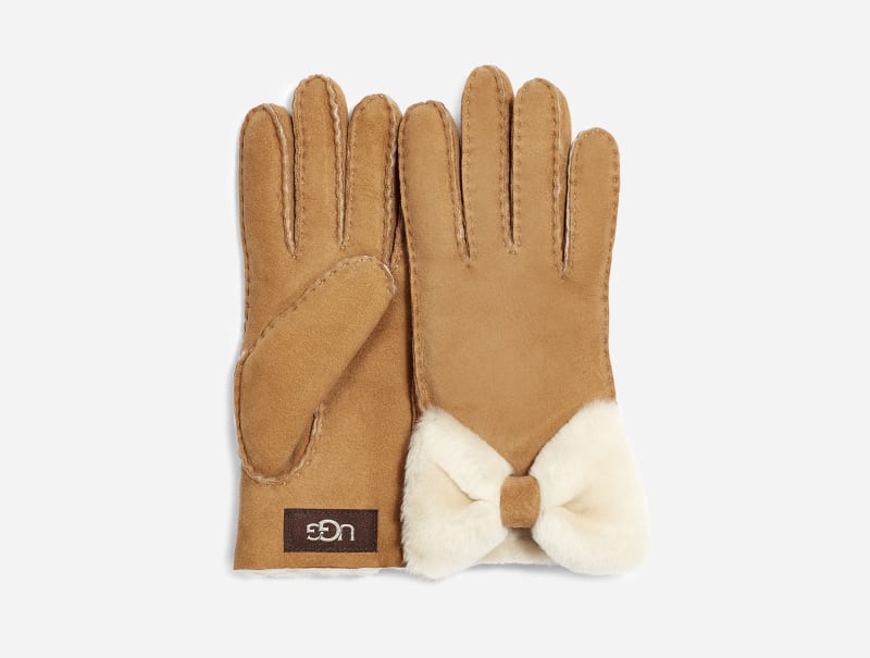 UGG Sheepskin Bow Glove in Brown, Taille S, Shearling product