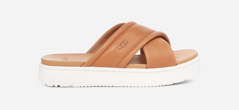 UGG Women's Zayne Crossband Leather Sandals in Tan Leather